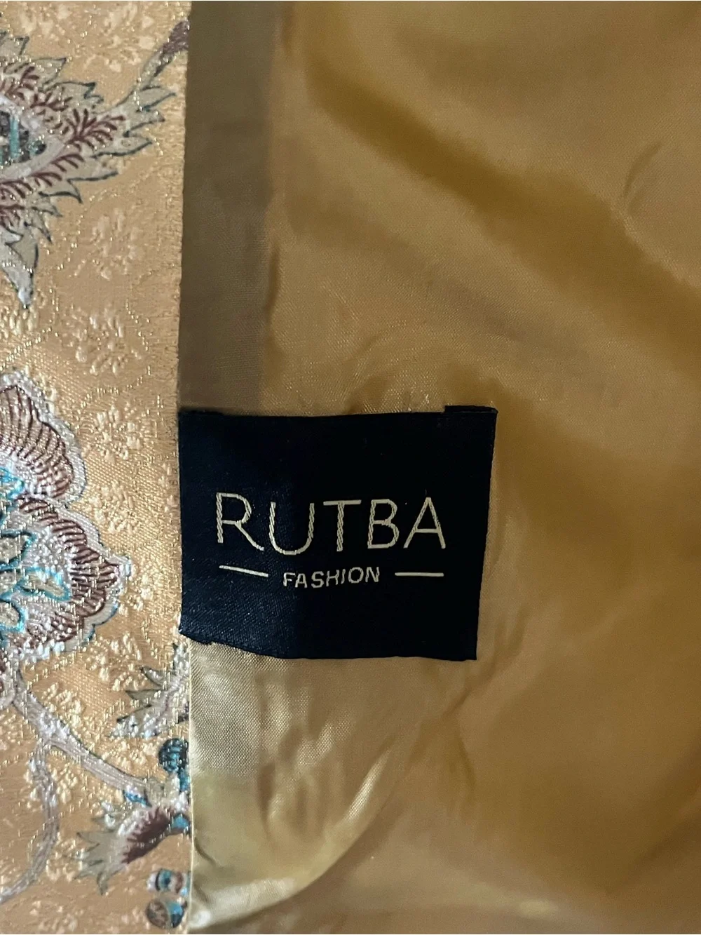 Rutba Fashion Gold Brocade Floral Nehru Vest - Size 38 - Picture 4 of 4